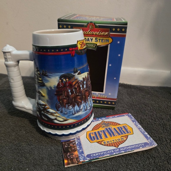 Budweiser Other - Budweiser Holiday Stein 2002 Guiding The Way Home CS529 Ceramic Mug Box COA